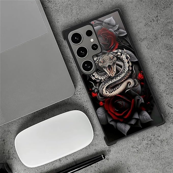 for Samsung Galaxy S24 Ultra Case, Entwined Rose Snake Pattern Graphic Design - Image 2