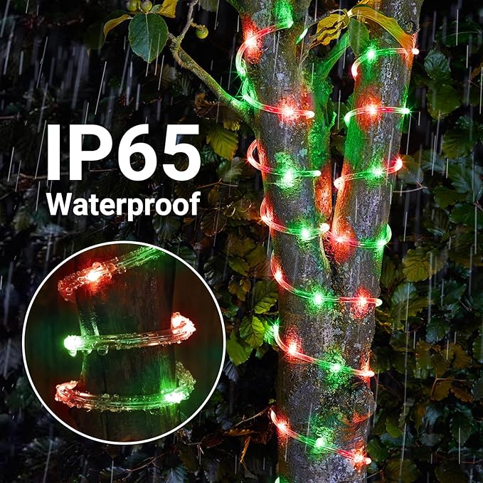 Solar Rope Lights, 66ft 200LED Solar String Lights, 8 Modes Waterproof Solar - Image 5