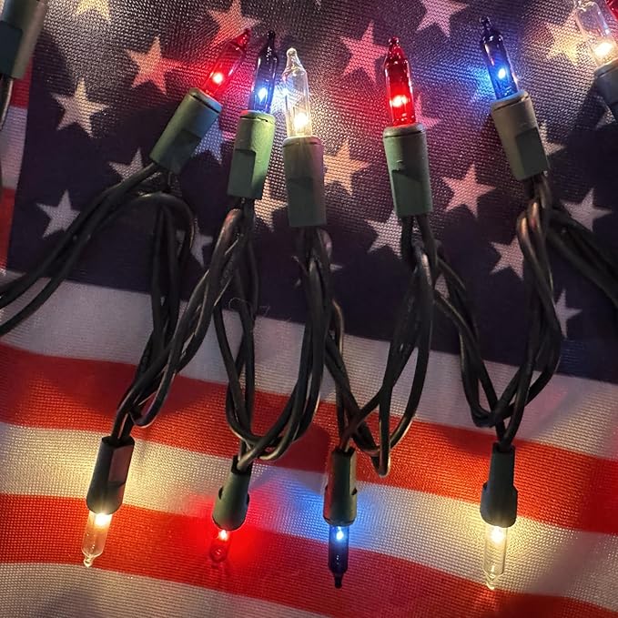 HISHINY Red White Blue 4th of July Patriotic Decorations Lights 100 Count Mini - Image 6