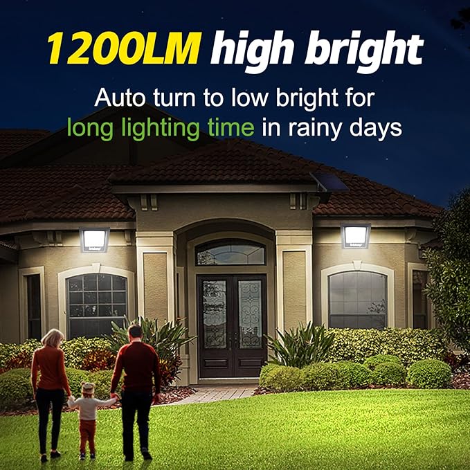 intelamp 4400mAh Solar Flood Lights, 2 Pack Outdoor Solar Security Light Dusk - Image 2