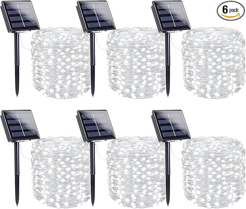6 Pack Solar String Lights Outdoor, Extra-Long 600LED Solar Fairy Lights by SANJICHA
