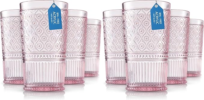 Godinger Highball Drinking Glasses, Acrylic Drinking Glasses Set, Elegant Tall by Godinger