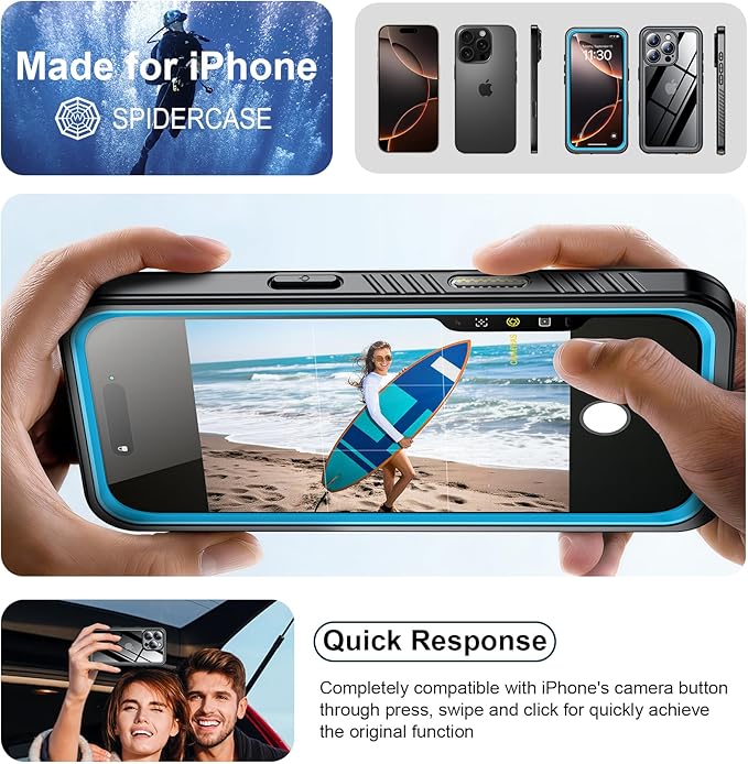 SPIDERCASE for iPhone 16 Pro Max Case Waterproof, Built-in Screen & Camera - Image 7