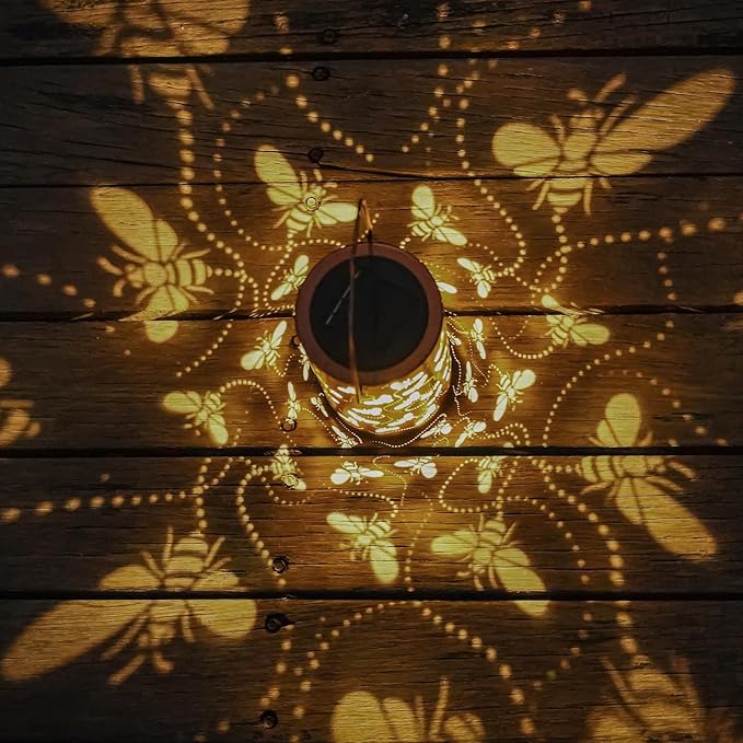 Solar Honeybee Lanterns Outdoor Hanging Decor Lantern, Waterproof Hollow Out - Image 3