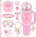9PCS Pink for Stanley Cup Accessories Set Bling Initials Bow Charms for Stanley by Unknown