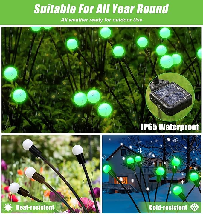 NBQQ Solar Garden Lights Outdoor, Waterproof Solar Powered Lights - Image 3