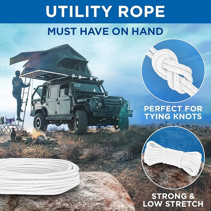 TECEUM Cotton Rope 3/16” – 50 FT – Strong All-Purpose Braided Rope – Natural - Image 6