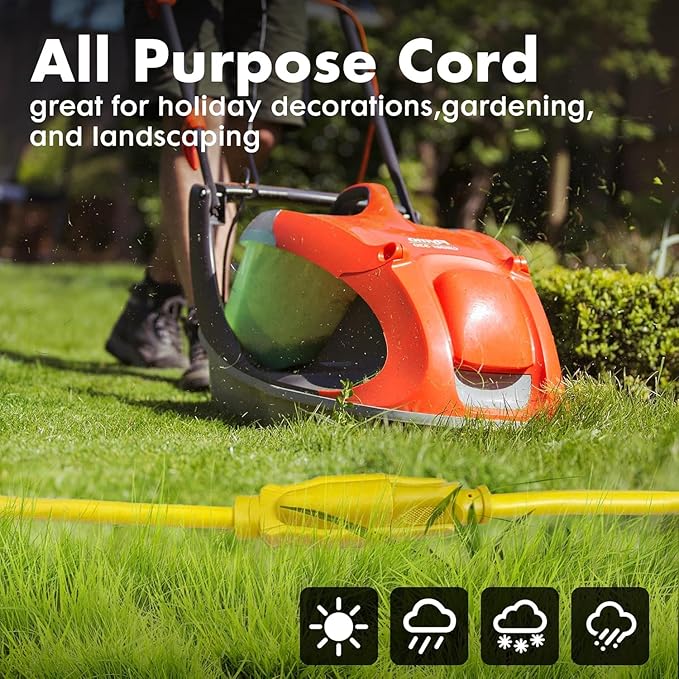 3ft Yellow Extension Cord Waterproof, UL Listed, 14/3 SJTW Heavy Duty 3 Prong - Image 5