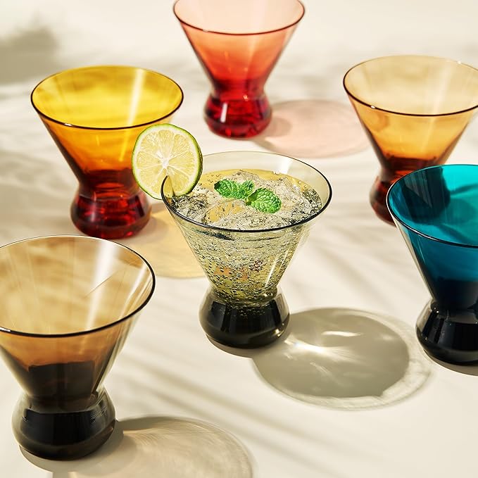13-Ounce Colorful Pastel Plastic Stemless Martini Glasses, Champagne & Cocktail - Image 6