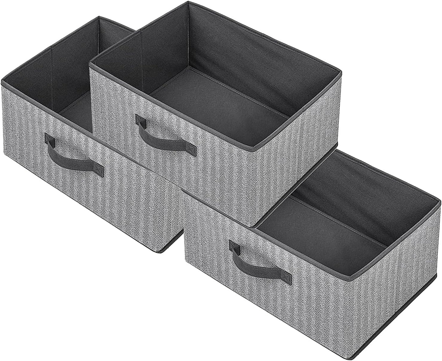 Storage Baskets, 15.7 Inch Woven Fabric Bins, Storage Cubes with Reinforced Handles, Organizer Bins for Closet Shelves, Foldable, for Toys, Clothes, Natural Beige (3PCS/Grey-15.7*11*7.8inch)