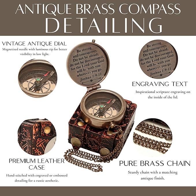 Handmade Brass Antique Compass - Image 4