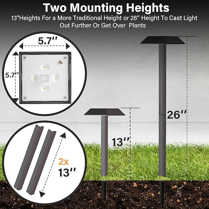 Super Bright 300 Lumens Solar Pathway Lights Outdoor, 2 Lighting Color Modes - Image 2