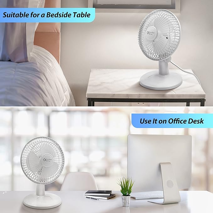 Comfort Zone CZ6D 6" Quiet Portable Indoor 2-Speed Desk Fan - Image 8