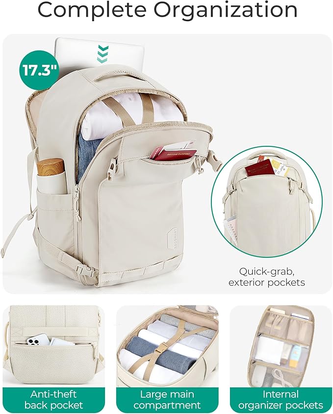 BAGSMART Travel Backpack Women, 17.3 Inch Carry On Backpack Flight Approved - Image 2