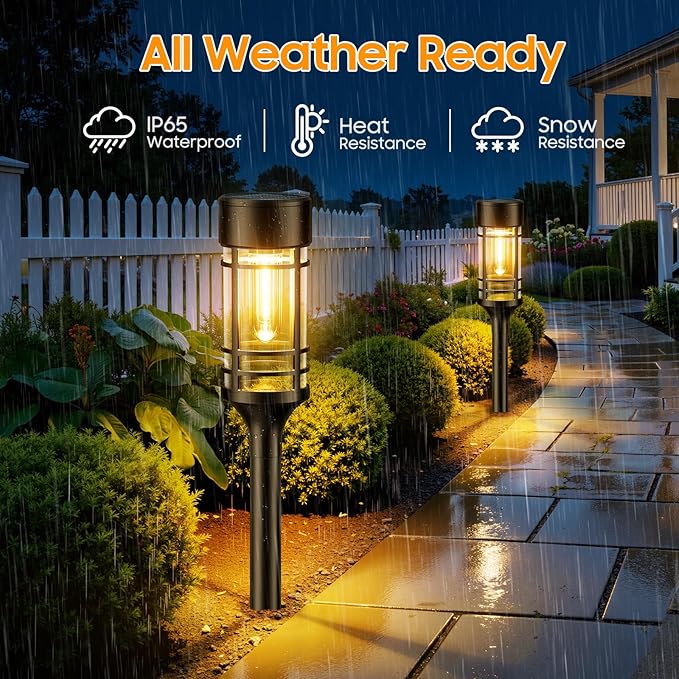 LETMY Solar Pathway Lights Outdoor, 4 Pack Solar Lights Outdoor Waterproof IP65 - Image 3