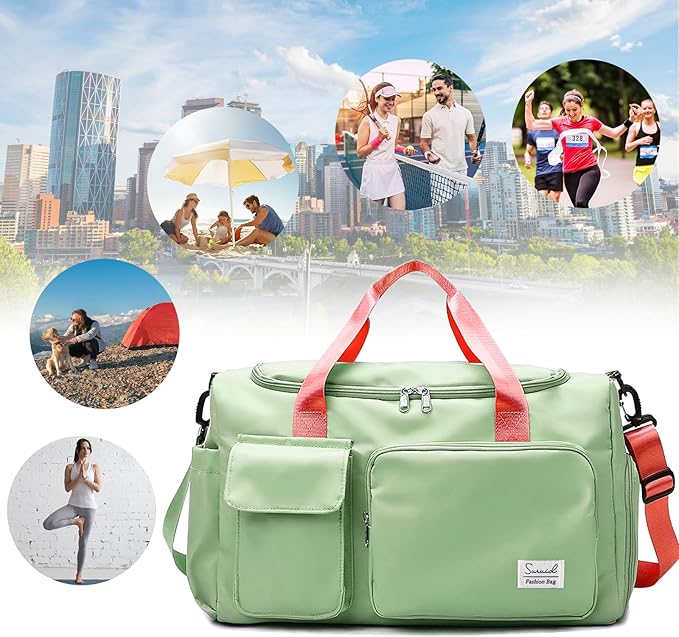 Suruid Travel Duffel Bag with Shoes Compartment Sports Gym Bag with Dry Wet - Image 7