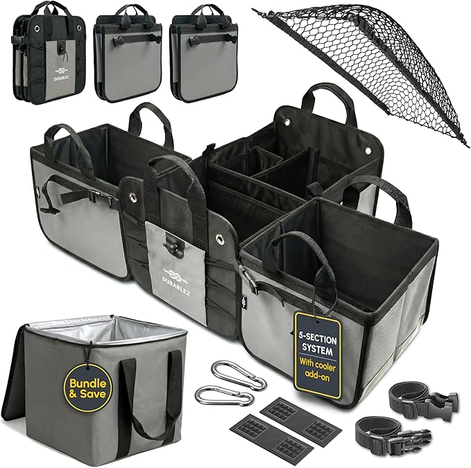 Modular 5-Section Trunk Organizer XL – Car Storage by DURABLEZ