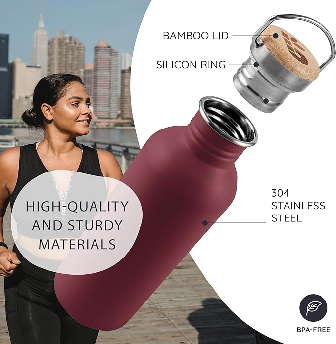 Bambaw 750 ml Metal Water Bottle, Non-Insulated Stainless Steel Bottle 750 ml - Image 2