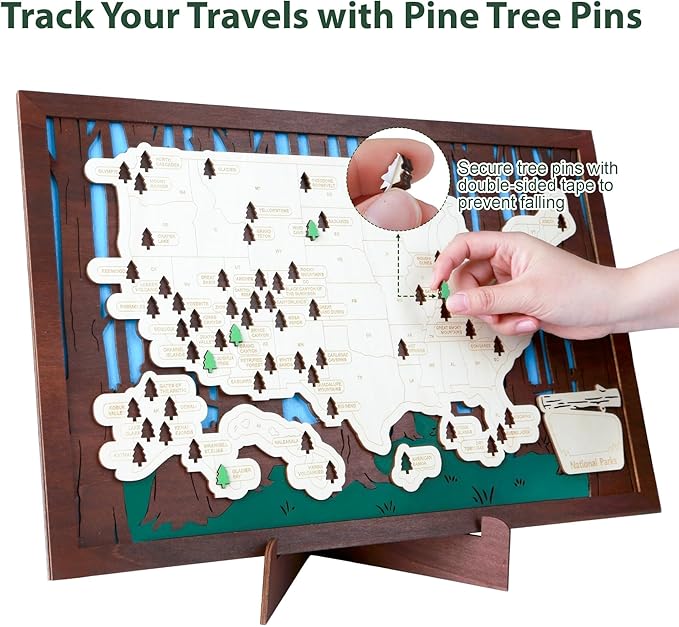 Wooden US National Parks Map Travel Tracker – 3-Layer Framed Wall Art - Image 5