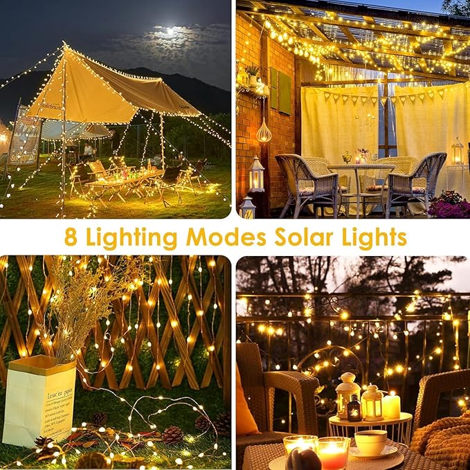 Extra-Long Solar String Lights for Outside, 2 Pack 200LED Solar Fairy Lights - Image 5
