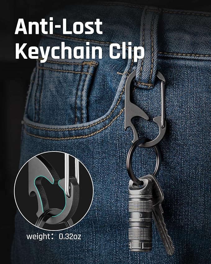 TISUR Titanium Carabiner Keychain Clip, Anti-Lost Key Ring Holder, Self-Locking - Image 5