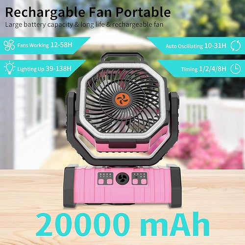 20000mAh Camping Fan Battery Operated Fans Portable, Portable Rechargeable - Image 2