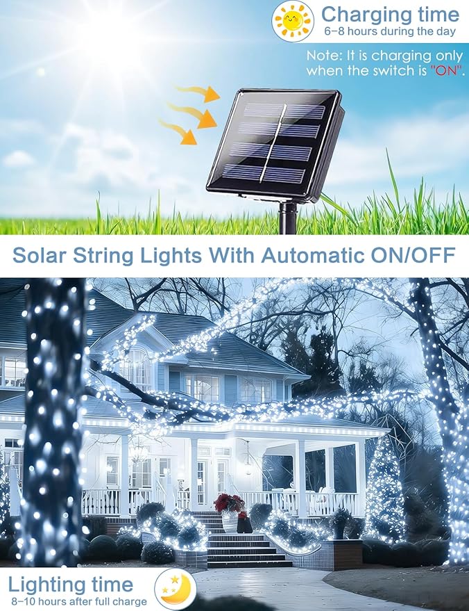 Solar String Lights Outdoor, Upgraded 2-Pack 80FT 200 LED Solar Twinkle Light - Image 4
