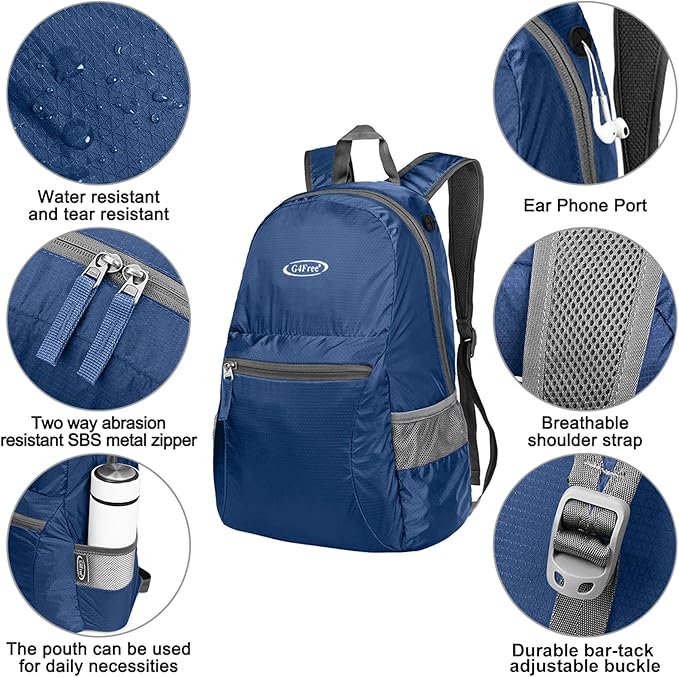 G4Free 20L Lightweight Packable Backpack Travel Hiking Daypack Foldable Backpack - Image 3