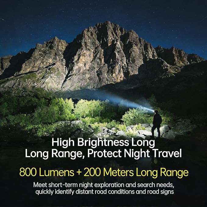 Sekrro F8 Headlamp Rechargeable, 800 Lumen Super Bright LED Head Lamp, IP67 - Image 2