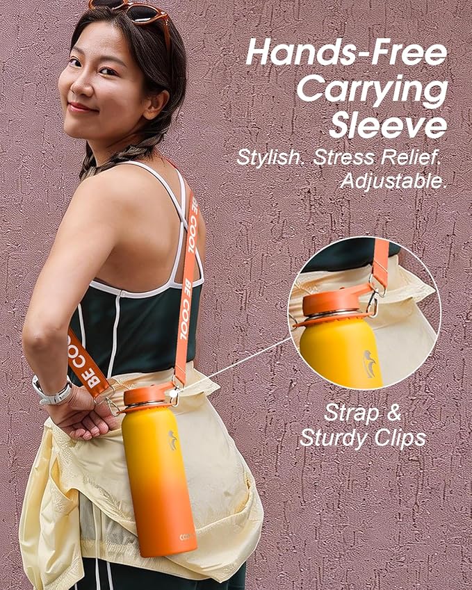 Coolflask Water Bottle with Straw, 40 oz Insulated Metal Water Flask with Straw - Image 6
