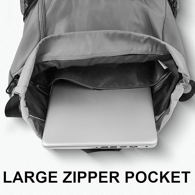 Drawstring Backpack with Mesh Pockets String Gym Bag Sackpack Sandproof Water - Image 5