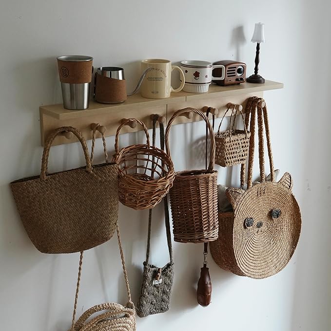 Entrance Coat Rack ，Coat Hooks, Wall-Mounted Wooden Hook Rack, Wall-Mounted - Image 8