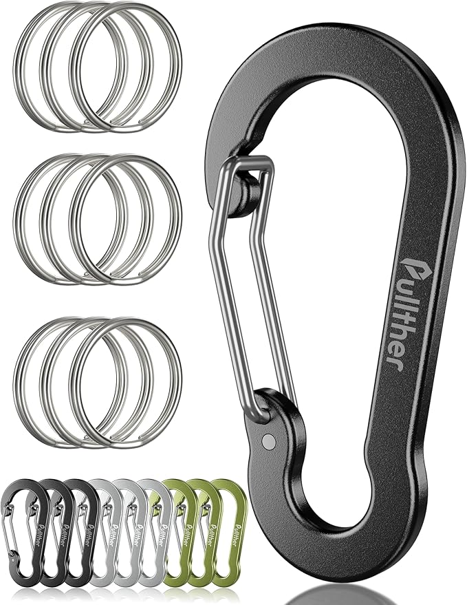9PCS Carabiner Keychain Clip, 2.7" Large Aluminum Carabiner Clips by pulltherfishing