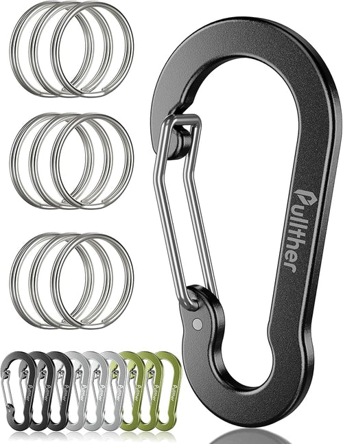 9PCS Carabiner Keychain Clip, 2.7" Large Aluminum Carabiner Clips by pulltherfishing