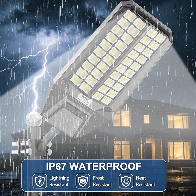 Solar Street Lights Outdoor, Commercial Grade Dusk to Dawn LED Security Flood - Image 6