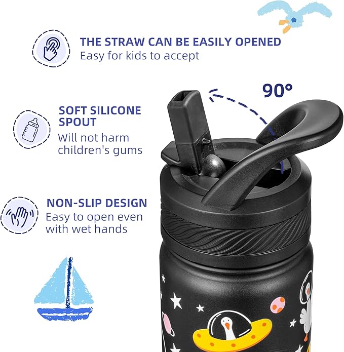 Fanhaw 18 Oz Kids Insulated Water Bottle - Image 3