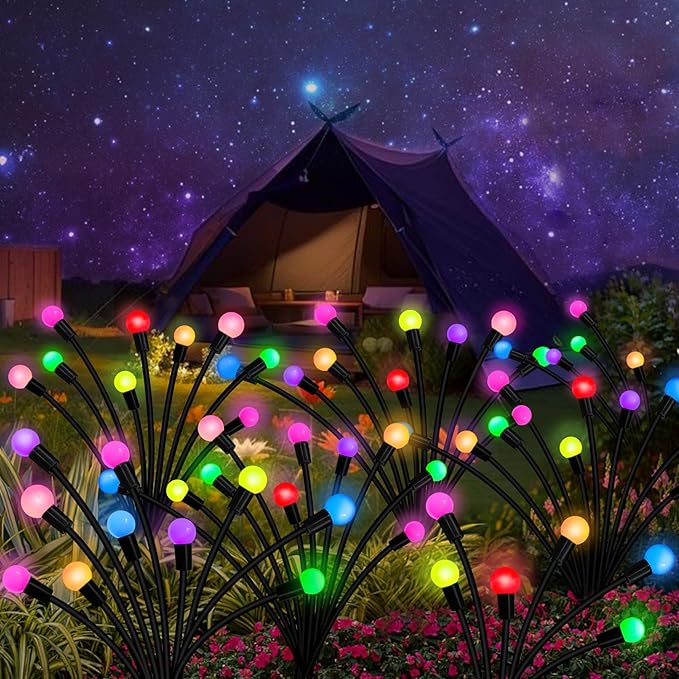 Solar Garden Lights Outdoor, 2 Pack 16 LED Solar Firefly Lights Waterproof - Image 6