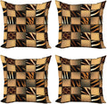 Ambesonne Safari Decorative Throw Pillow Case Pack of 4, Jeans Denim Patchwork by Ambesonne