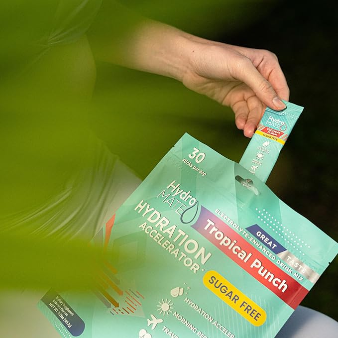 Electrolyte Powder Sugar-Free Hydration Packets Tropical Punch HydroMATE 16 - Image 5