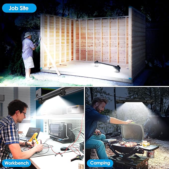 Work Light, 2500LM Ultra Bright, 5200mAh Rechargeable LED Work Lights, Magnetic - Image 6