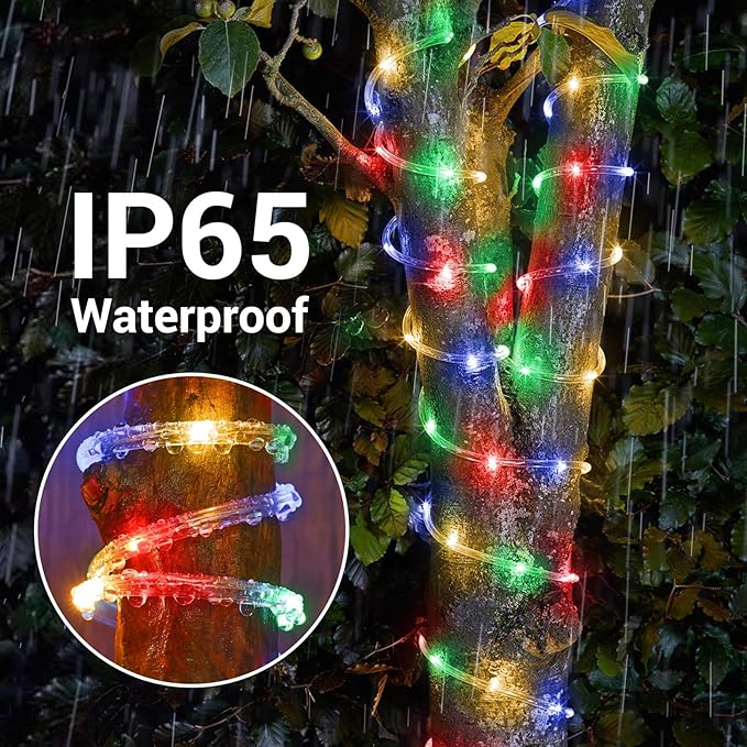 Solar Rope Lights, 66ft 200LED Solar String Lights, 8 Modes Waterproof Solar - Image 6
