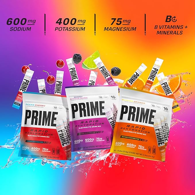 PRIME Rapid Rehydration Electrolyte Powder Sticks, Glacier Orange, Sugar Free - Image 4
