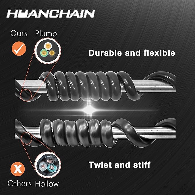 HUANCHAIN 75 FT 16 Gauge Black Indoor Outdoor Extension Cord Waterproof - Image 6