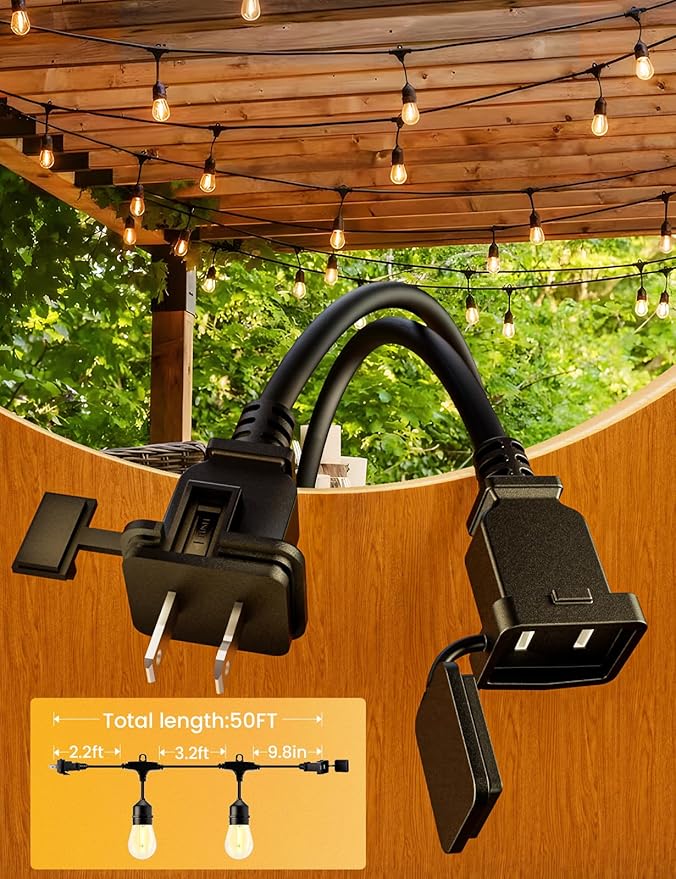 Svater Outdoor String Lights 200 FT, E26 Socket, 1 Watt Dimmable 2700K Warm - Image 2