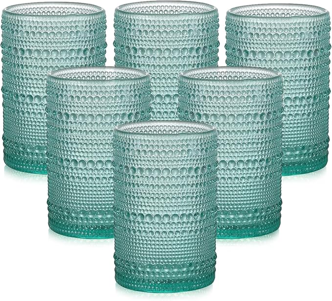ZMOWIPDL Vintage Glassware Drinking Glasses Set of 6, 15 oz Hobnail Glass Cups by ZMOWIPDL