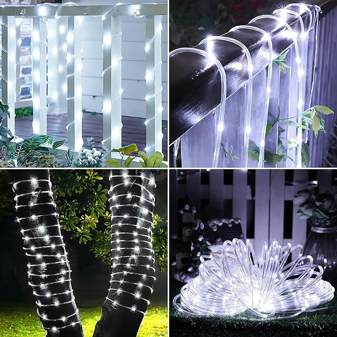 Solar Rope Lights, 66ft 200LED Solar String Lights, 8 Modes Waterproof Solar - Image 7