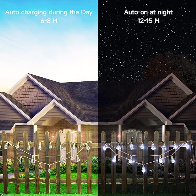 Solar Outdoor String Lights, 20Ft Vintage Rope Hemp Solar Patio Lights - Image 5