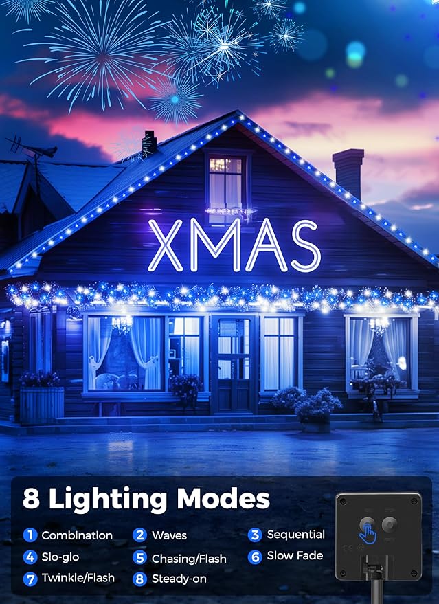Minetom Solar Christmas Lights Outdoor Waterproof - 40FT 100 LED - Decoration - Image 2