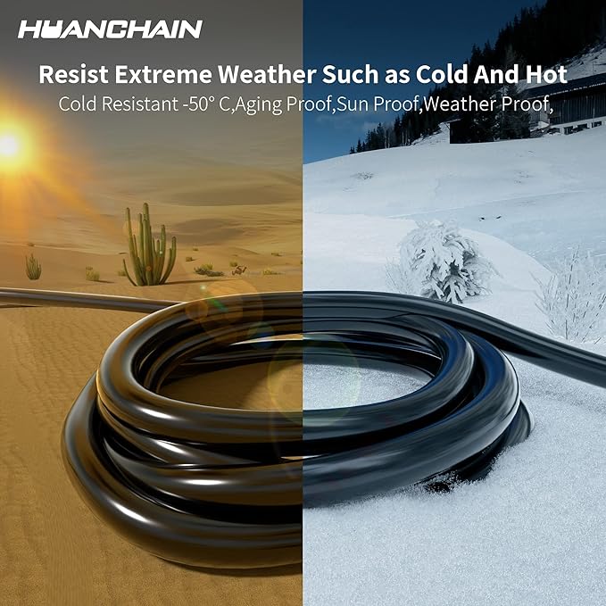 HUANCHAIN 3 FT 16 Gauge Black Indoor Outdoor Extension Cord Waterproof - Image 5