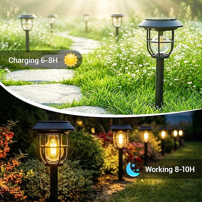 Solar Lights Outdoor, 6 Pack Waterproof LED Pathway Lights - Image 3